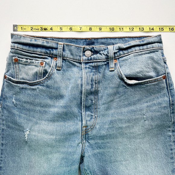 Revolve Levi's 501 Skinny Jeans Distressed Post Modern Blues 29/28 Button Fly - Picture 11 of 15